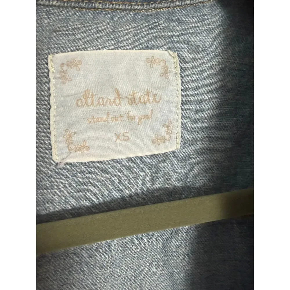 Atar'd State Distressed Denim Jacket Light washed Cropped Jean Jacket Size XS - Picture 4 of 4